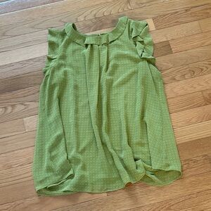 Ann Taylor Factory Green Ruffle Sleeve Blouse